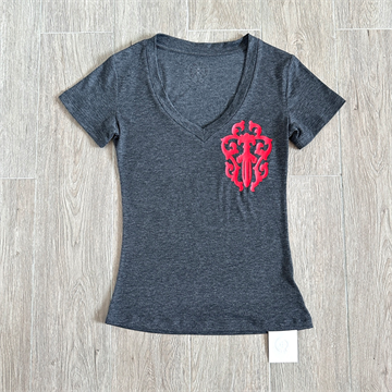 chrome hearts red dagger vine graphic v neck short sleeve t-shirt